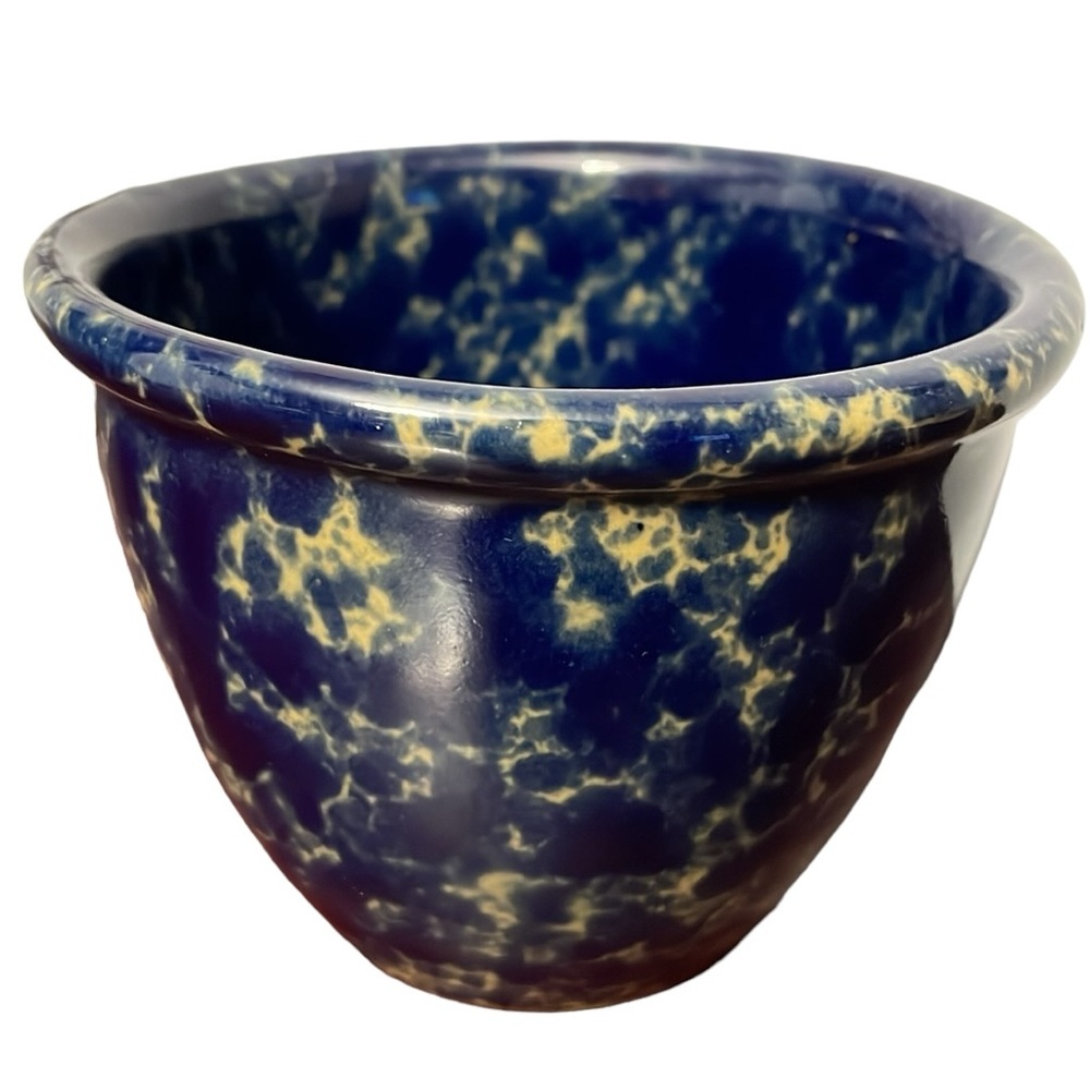 Bennington Potters 1875 Vermont Splatter Cobalt Blue 4 Inch Tall Vintage Bowl